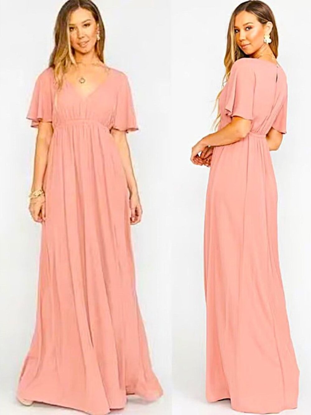 NWT SHOW ME YOUR MUMU Emily Empire Maxi Dress Sz M Rustic Mauve Crisp Bridesmaid
